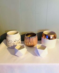 White RoseGold Plant Pots Lot of 5