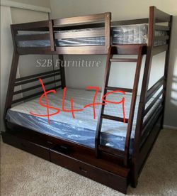 Twin /full Bunk Bed with storage drawer