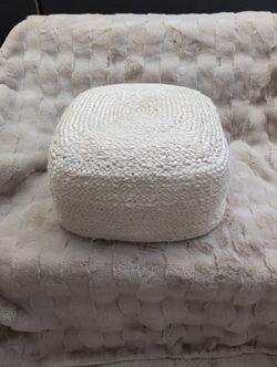 Woven Square Jute Pouf Ottoman