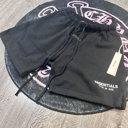 Fear of God Essentials Jet Black Shorts Size Small 