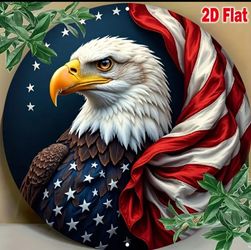 "Old Glory's Guardian" Round Wooden Eagle & Flag Sign