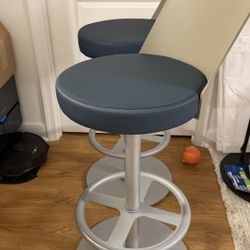 2 HON Flock Round Lounge Stools - Shadow Jet Blue / Chrome (Excellent Condition)