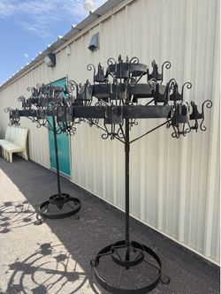 2 Vintage Wrought Iron Candelabra