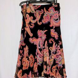 Skirt Ralph Lauren Paisley Black Pink Skirt Size 8
