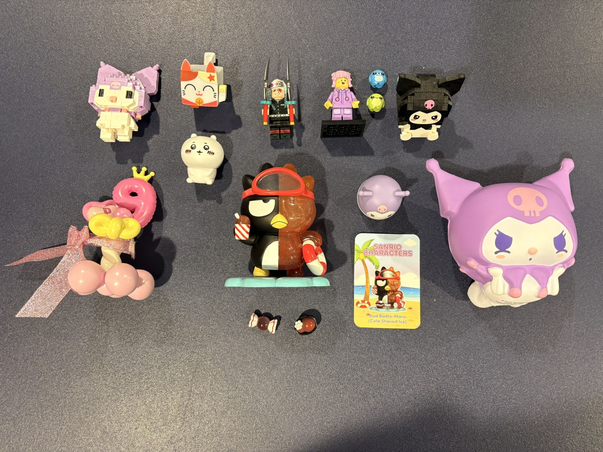 Large Kuromi Squishy + Small Trinkets Lot
