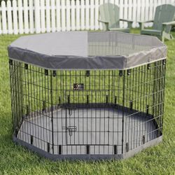 42” Tall Dog Playpen With Cover Dog Run, Dog Cage 8 Panels Fence with Door