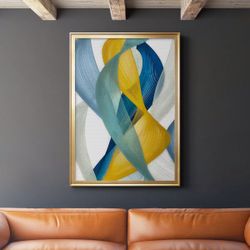 New Avy "Horizontal Bands I" - Gold Framed Print, 30.5" W x 42.5" H