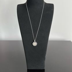 Swarovski Reversible White & Black Crystal Necklace w/Silver Chain