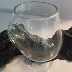 Hand Blown Molten Glass & StoneWood Terrarium/Vase/Fish Bowl - Premium - $40 (Harahan)