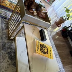 Nesting Coffee/Sofa Side End Tables – Modern Gold & Marble Finish