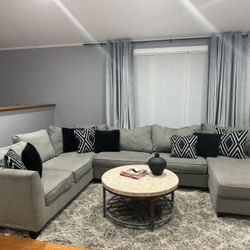 Gray 3-pc. Sectional Sofa w/ Full Sleeper