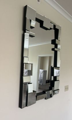 Modern Beveled Mirror Tile Frame Mirror