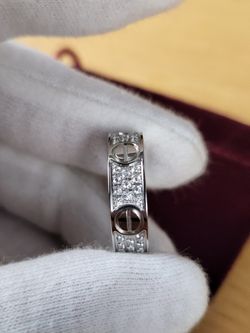 Silver Love Ring Full Paved Stainless Steel 