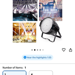 BETOPPER Stage Light DJ Washing Strobe Lights for Parties 54 LED Super Bright DMX512 White/Off White 5000 Lumens Par Lighting for Church Event,Wedding