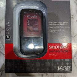 SanDisk Sansa Fuze+ Black ( 16 GB ) Digital Media Player (New Battery, Working)