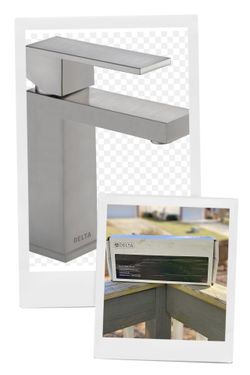 Delta Modern Stainless 4-in 1-Handle Water Sense Bathroom Sink Faucet with Drain