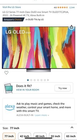 LG C2 Series 77-Inch Class OLED evo Smart TV OLED77C2PUA, 2022 - AI-Powered 4K TV, Alexa-GoogleHome Built-in