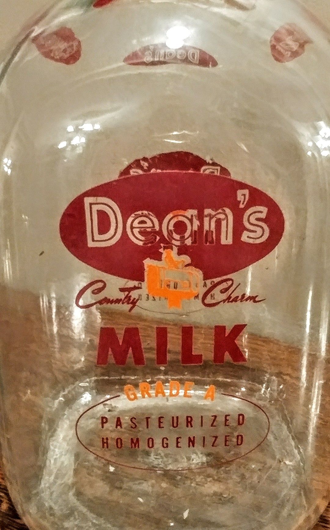 1950s Vintage Dean's glass milk jug