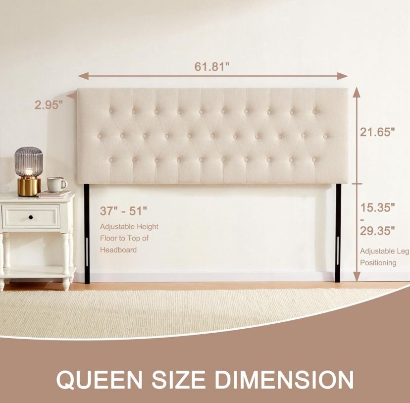 Tufted Upholstered Headboard Queen Size