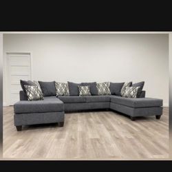 Grey Oversized Sectional Double Chaise 