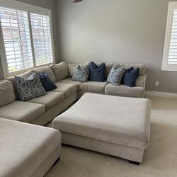 Large Sectional Couch With Ottoman And Pillows 