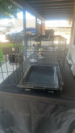 Black Metal Wire Dog Crate with Tray
