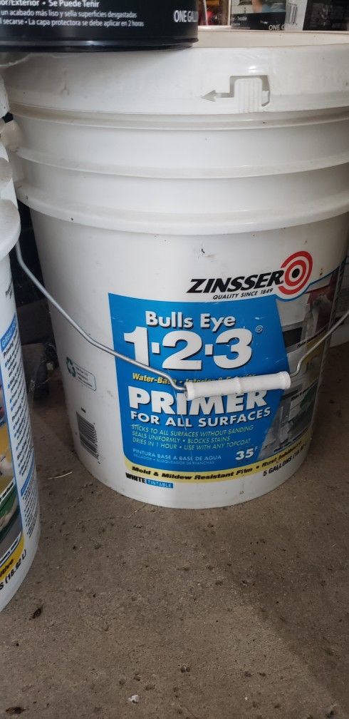 Exterior Primer 5 Gallons White Alex Plus One Box And 2 Gallons Glue