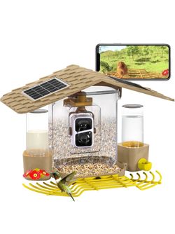 Bird Feeder Camera with AI Identification, Solar Powered, Wireless Hummingbird Feeder