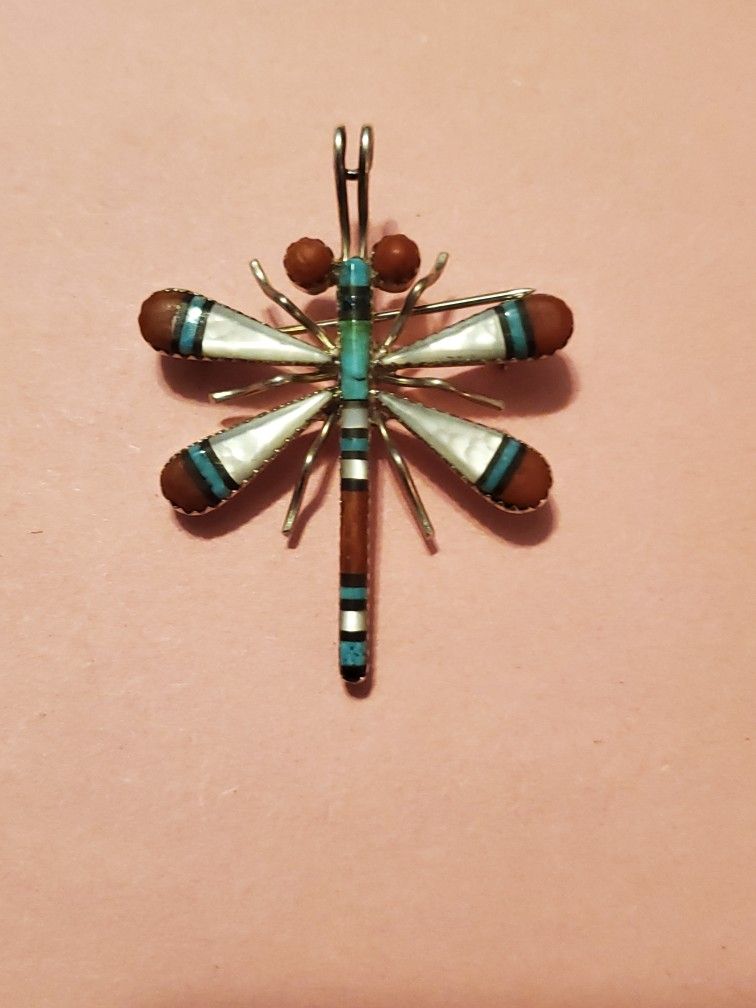 Sterling Silver Turquoise Brooch And Pendant Bundle