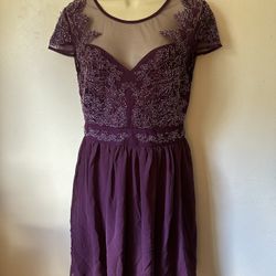 Francesca's Collections Deep Purple Beaded Dress
