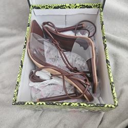 For The Shoe Lover:  Brown/Clear Thong- Style Heel Sandal