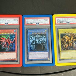 Yu-Gi-Oh! Slifer, Ra, Obelisk 25th anniversary PSA Graded cards