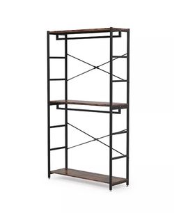86 inches Double Rod Closet Organizer, Freestanding 7.2 ft 3 Tiers Shelves Clothes Garment Racks