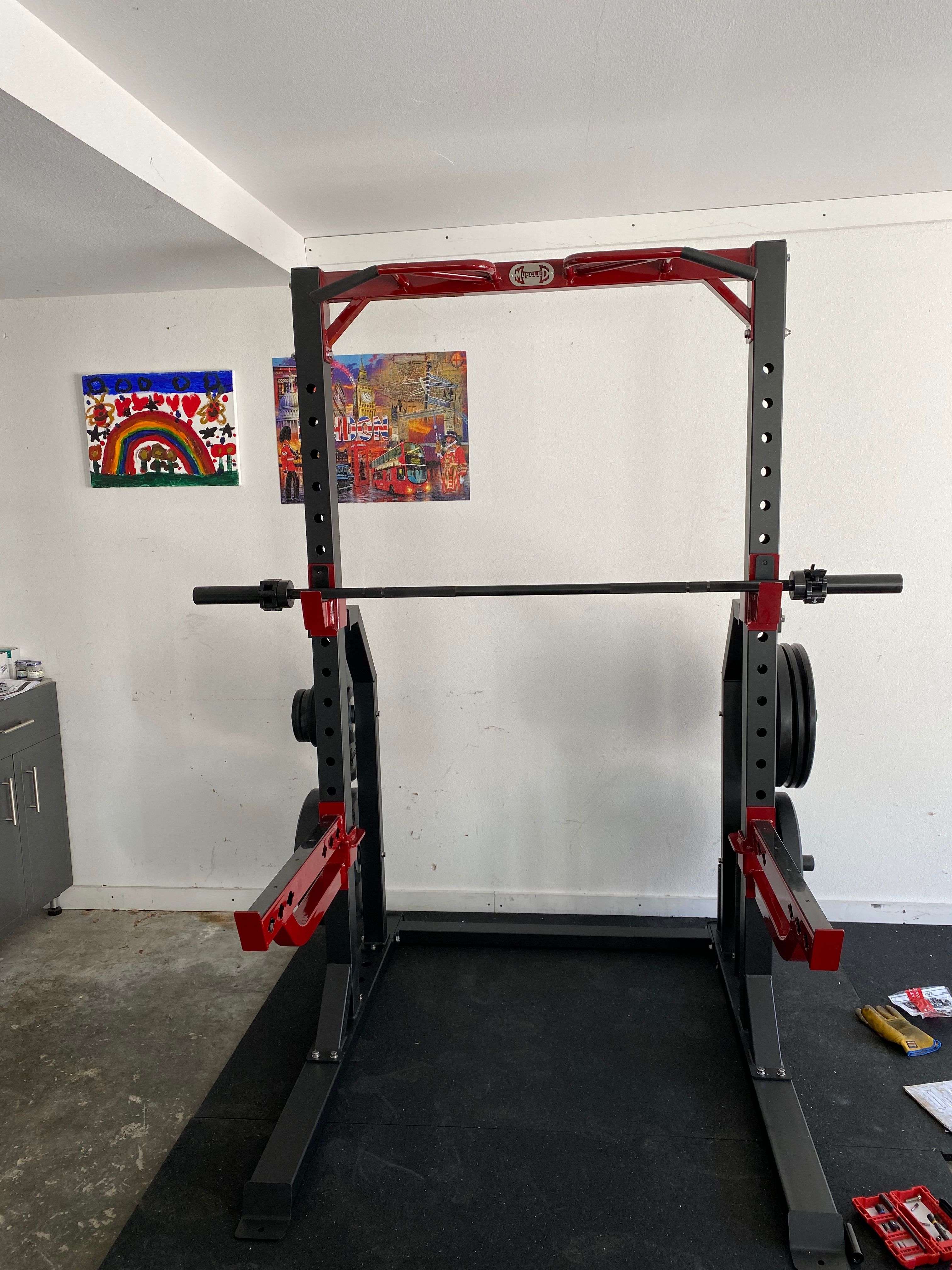 SF Fit Compact Half Cage Muscle D Fitness Bar Plate Storage and