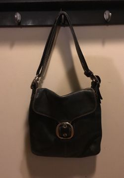 Authentic Coach Black Leather Buckle Purse