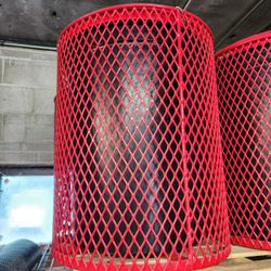Thermoplastic Trash Can - 32 Gallon, Funnel Lid