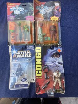 4 Carded Vintage Action Figures Robocop,Congo,Star Wars