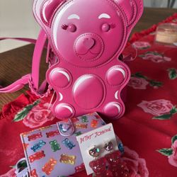 Betsey Johnson BUNDLE Gummy Bear Purse, Wallet & Earrings 