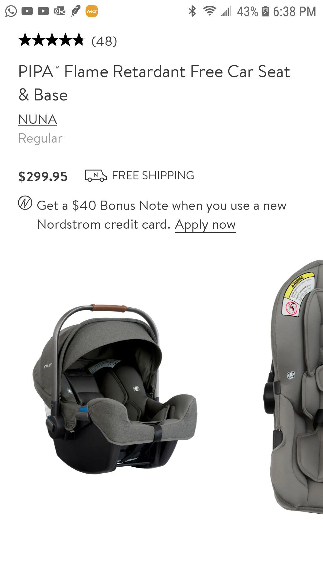 Nuna Pipa infant carrier/carseat