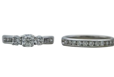 14K White Gold 3-Stone Set
