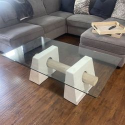 Vintage Plaster And Wood Coffee Table 