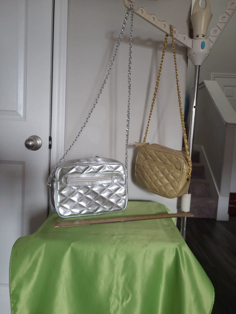 Silver & Gold Colors Crossbody  Chain Bags. Like New Both