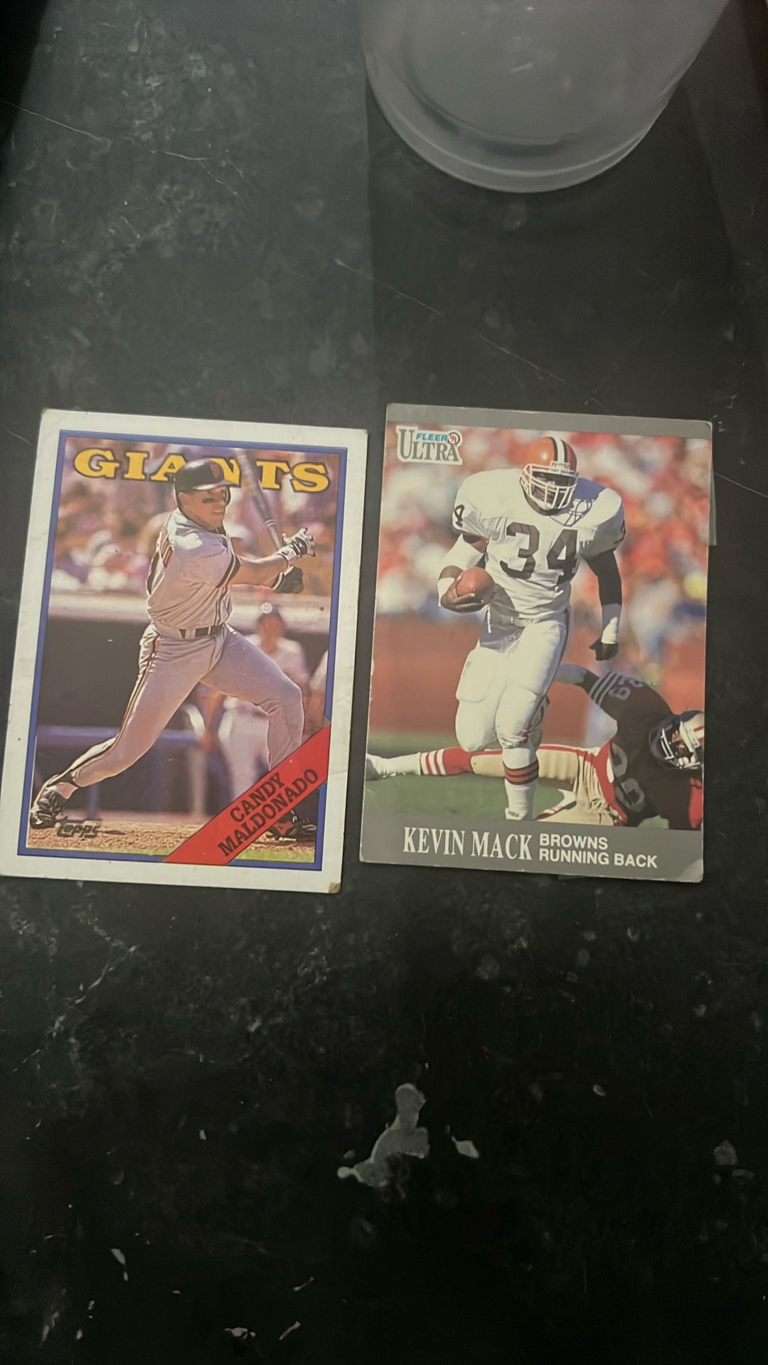 Cleveland Browns Kevin Mack & SF Giants Candy Maldonado Trading Cards