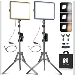 2-Pack LED Video Light Kit, NiceVeedi Studio Light, 2K Dimmable Photography Lighting Kit with Tripod Stand&Phone Holder, 73" Stream Light for
