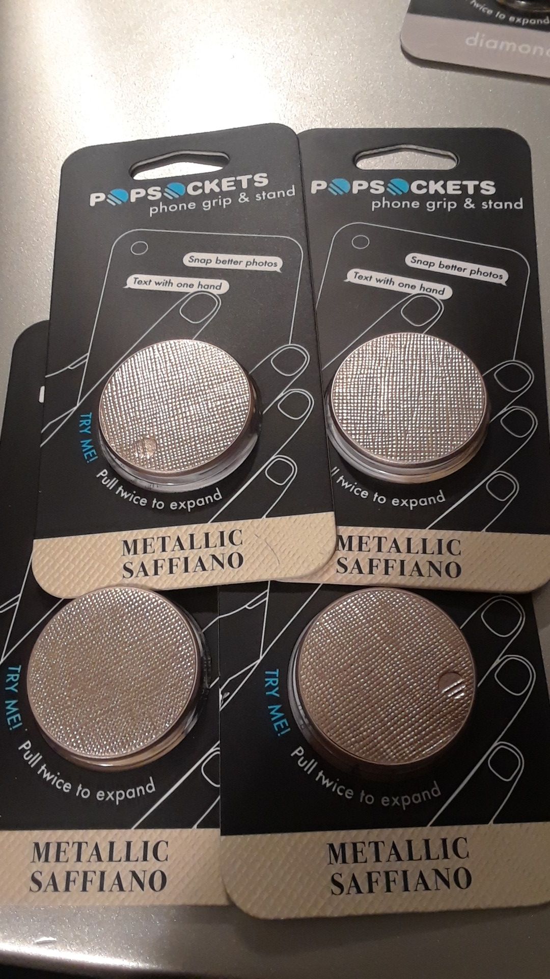 metallic saffiano rose gold pop socket