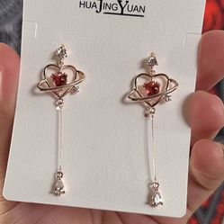 Rhinestone Heart Earrings