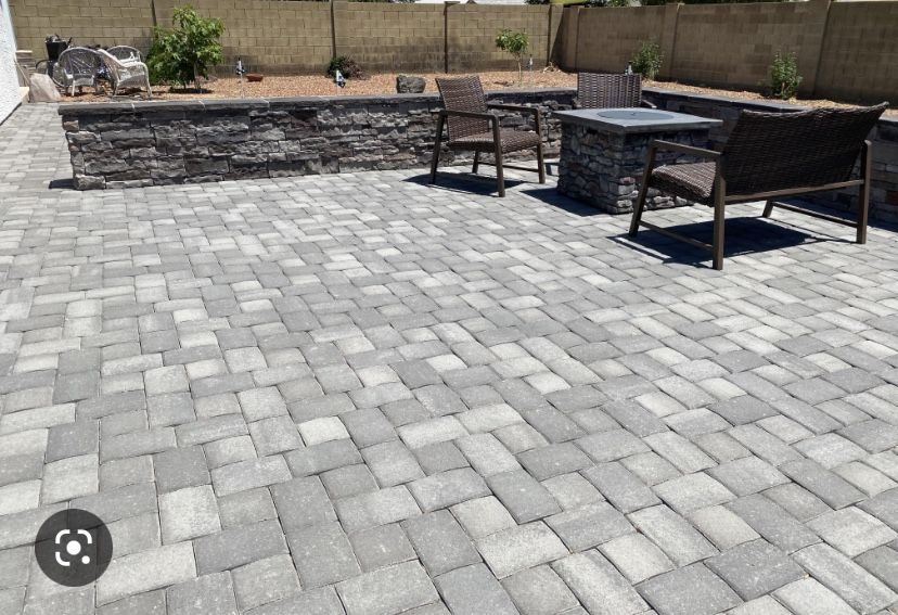 Pavers Synthetic Grass Travertine Block Walls BBQ
