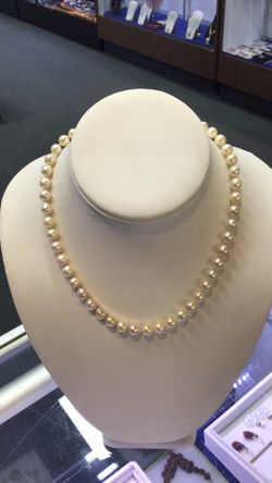 14k Pearl Necklace 7mm 16” 14k White Gold Clasp