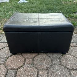 Small Black Leather Ottoman