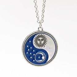 Blue Moon and Sun Necklace 